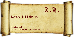 Koth Milán névjegykártya
